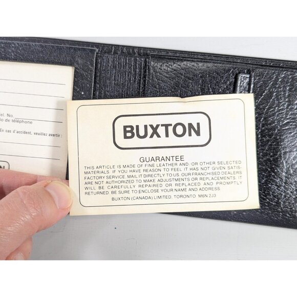New Old Stock BUXTON Black leather bifold wallet, East India Calf leather wallet - Picture 13 of 16